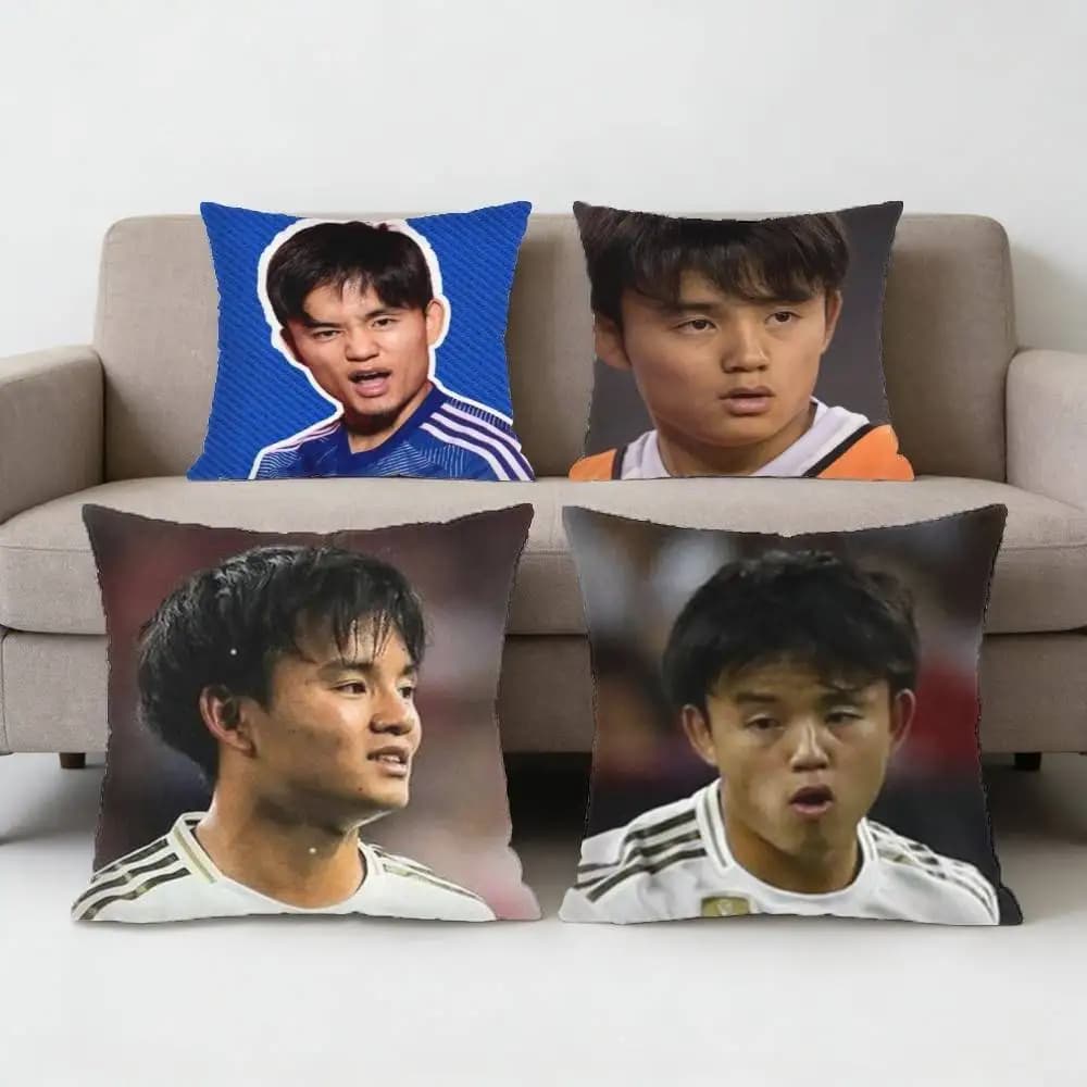 Federa per cuscino Japan T-Takefusa Kubo Footballer, antipolvere, con cerniera invisibile, in morbido peluche, per divano.