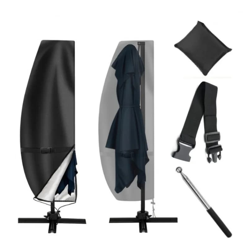 Outdoor Sunshade Umbrella Dust Cover Banana-Shaped Umbrella Cover 420D Telescopic Pole with Windproof Straps