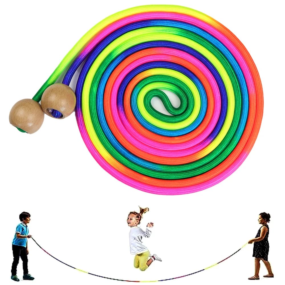 Corda per saltare lunga arcobaleno da 5 m per bambini e studenti – Manico antiscivolo, Corda per saltare veloce per giochi di gruppo e fitness scolastico