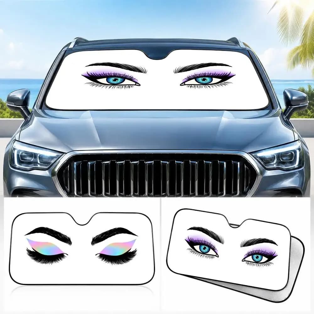 Women Eyeshadow Eyes Sun Visor Car Windshield Sunshade UV Protection Reflective Foldable Heat Insulation Cover