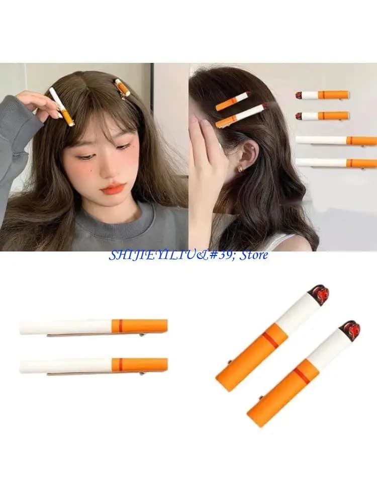 E21F 2 pezzi divertenti forcine per sigarette finte accessori per capelli costume da festival essenziale