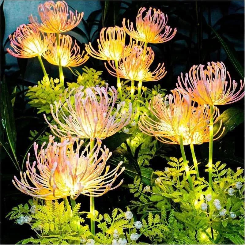 Lampada Solare a Forma di Fiore con 3 Teste LED, Luce Rossa Magica a Forma di Giglio, Impermeabile per Giardino, Vialetti e Decorazione Esterna