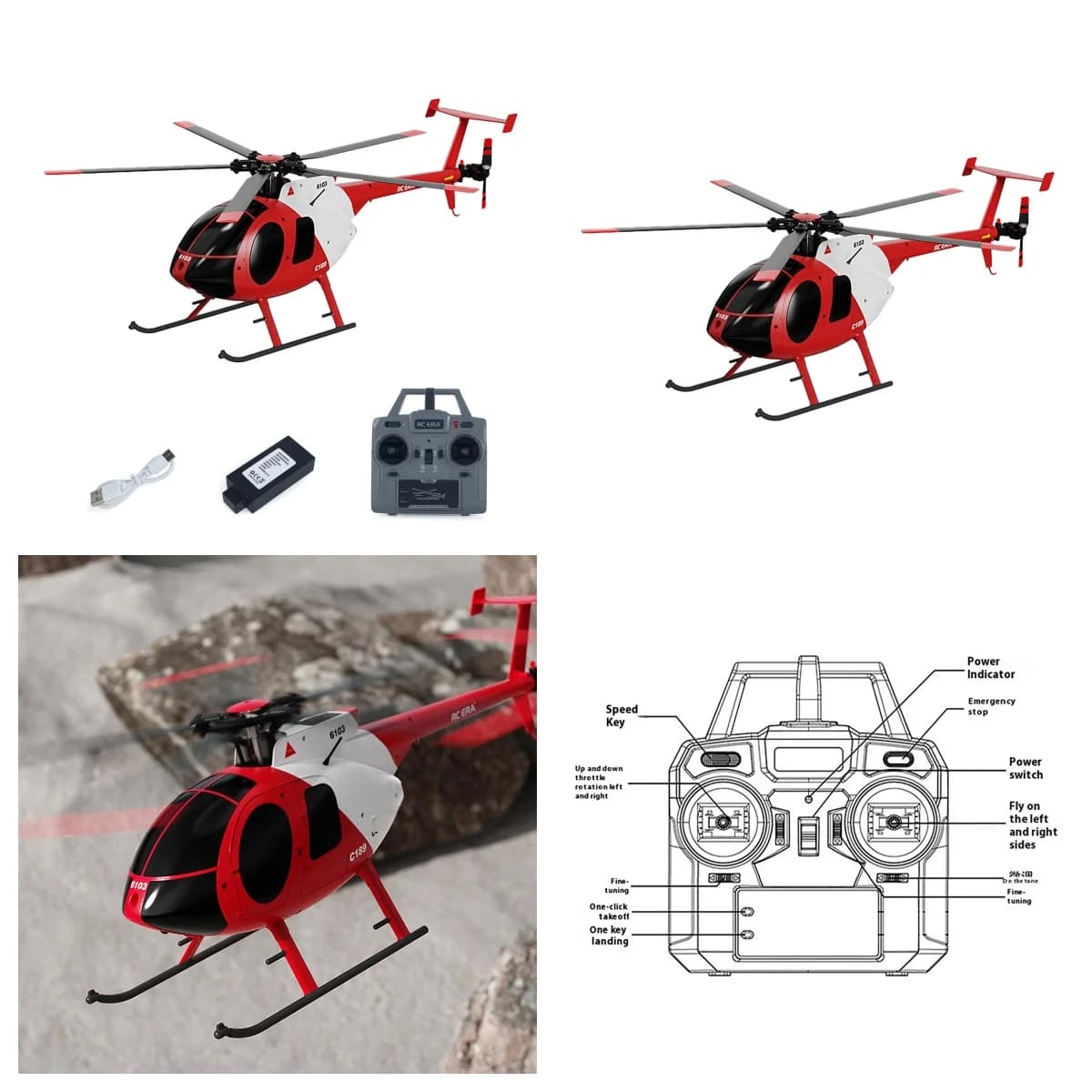 1/28 RC ERA C189 MD500 Bird RC Elicottero Doppi Motori Brushless Giroscopio a 6 Assi Flusso Ottico Posizionamento Modello Aereo Giocattolo Adulti