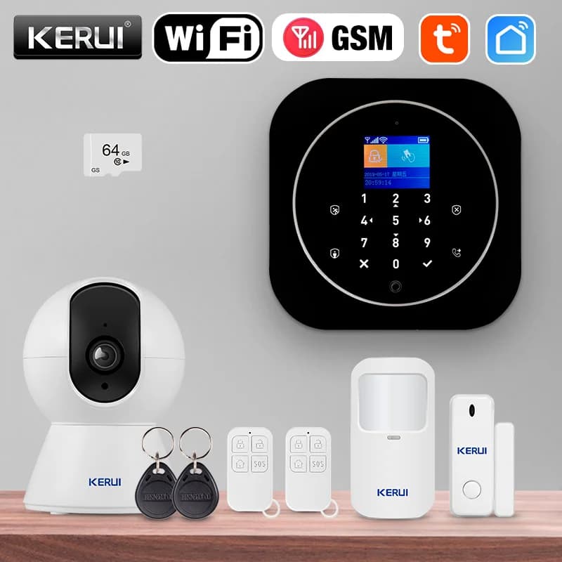 KERUI G12 GSM/WiFi Sistema di allarme domestico con sirena di allarme Sistema di allarme Set completo con sensore di movimento per porta finestra Tuya Smart