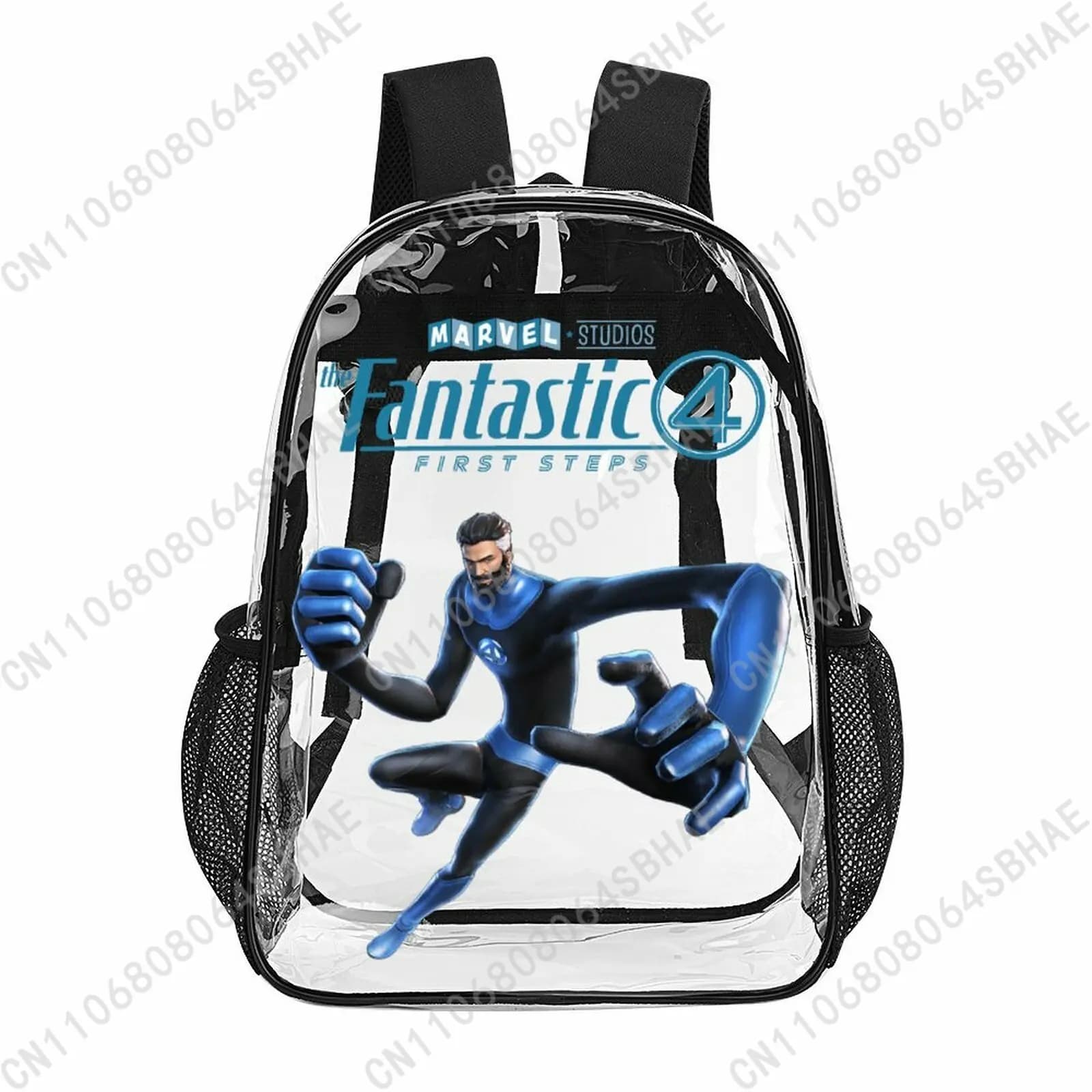 Marvel Mister Fantastic Trendy Zaino trasparente da 17 pollici per uomo, donna, adolescente, borsa trasparente personalizzata, regali in PVC, cosplay