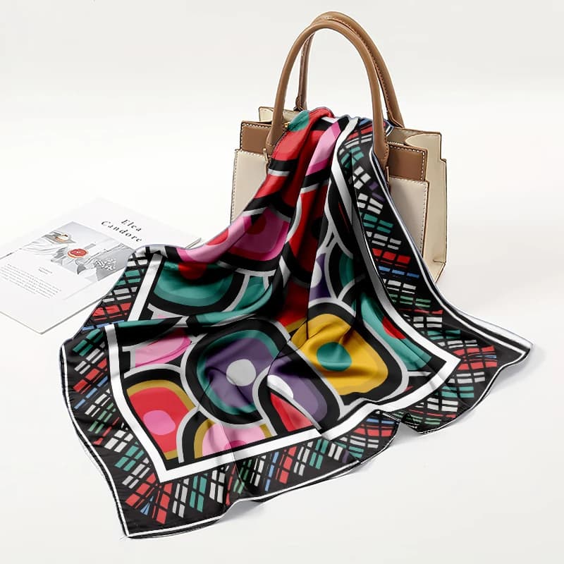 Women's square scarf 90x90 cm, popular scarf for all seasons, hair scarf, silk hijab with sun protection, fashionable beach shawls 90x90 cm