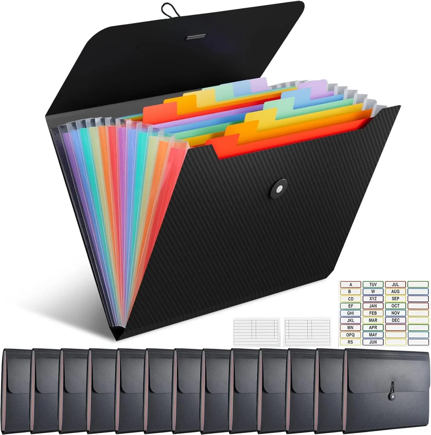 Organizzatore di documenti a fisarmonica da 14 pezzi, cartella espandibile a 13 tasche con linguette, porta fogli formato Letter per ufficio, scuola, casa