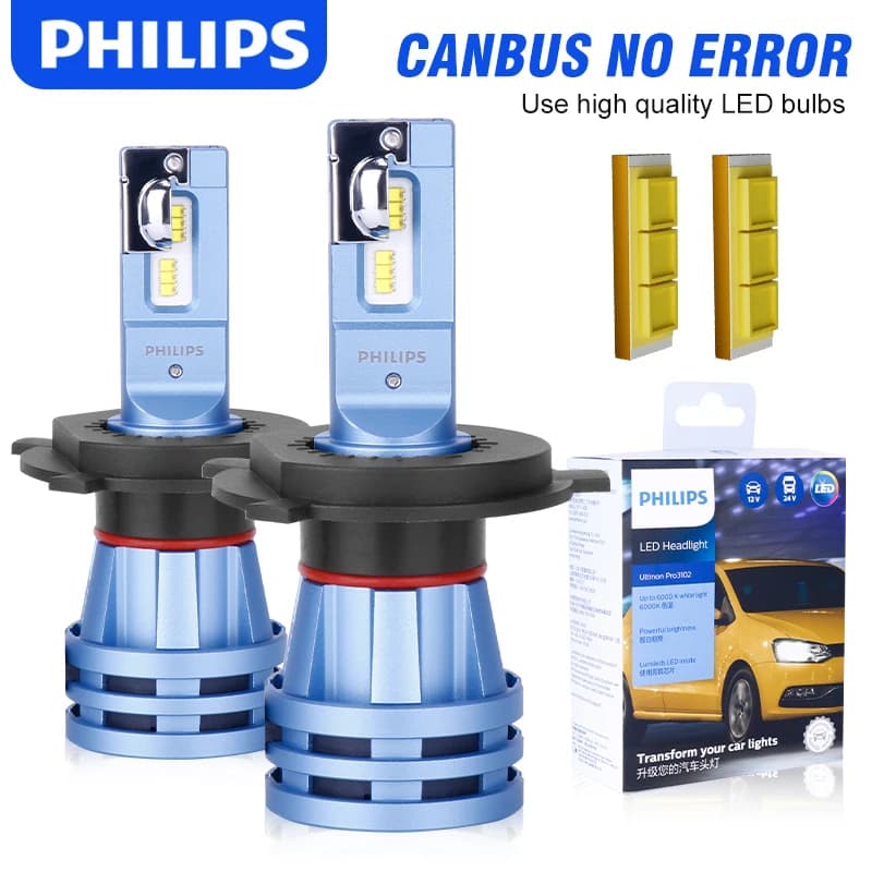 Philips Ultinon Pro3102 Lampadine per fari a LED H3 HB3 9005 HB4 9006 HIR2 9012 Lampade automatiche Turbo Fan Luci frontali a fascio alto e basso 12V