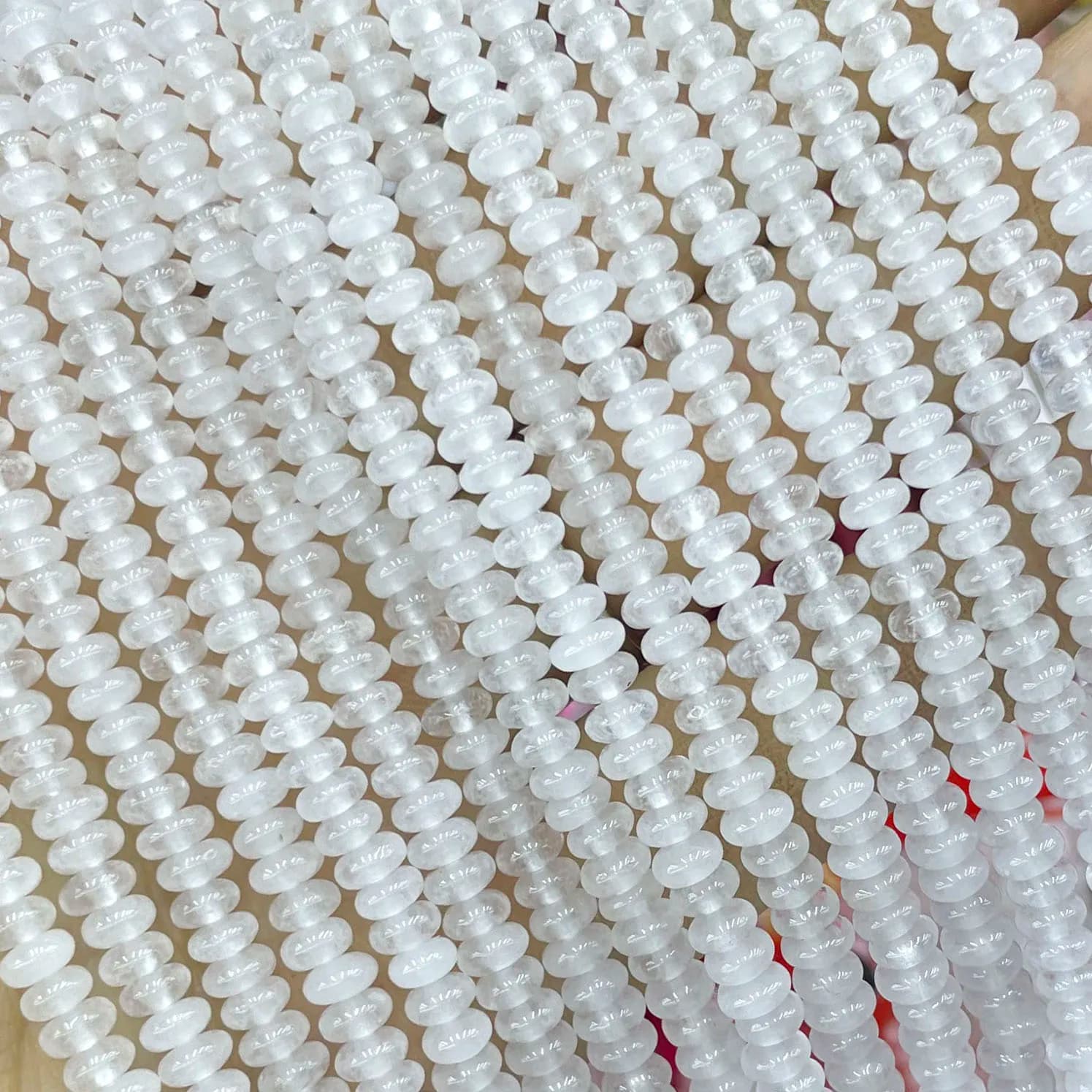2X4MM Natural Stone White Chalcedony Rondelle Spacer Beads For Jewelry Making Diy Bracelet Necklace Accessories