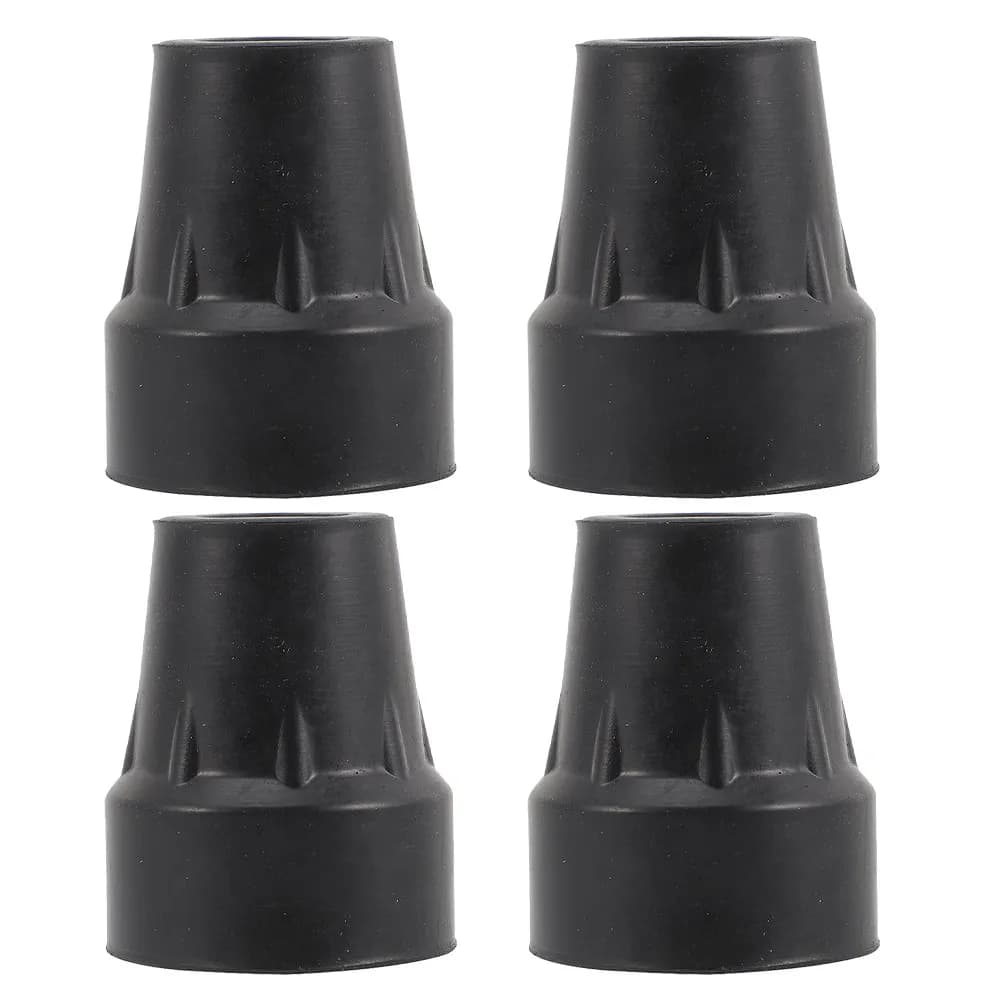 4Pcs Black Rubber Walking Pole Tips 19Mm Fit Anti-Slip Wear Resistant Cane Foot Protectors for Hiking Trekking Sticks Outdoor