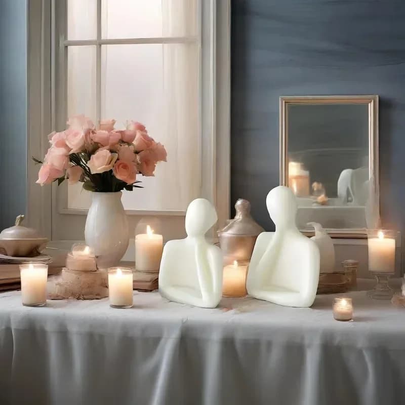 A Top Quality DIY Mother Father Son Portrait Silicone Candle Molds 3D Abstract Family Statue Plaster Crafts Resin Concrete Mold