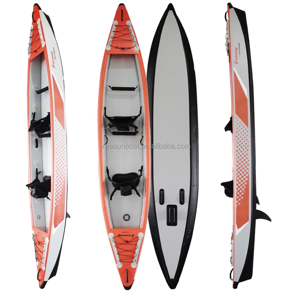 K410 da 14 piedi per kayak da pesca per 2 persone con due posti e pagaie Kayak gonfiabile in PVC con punto a caduta