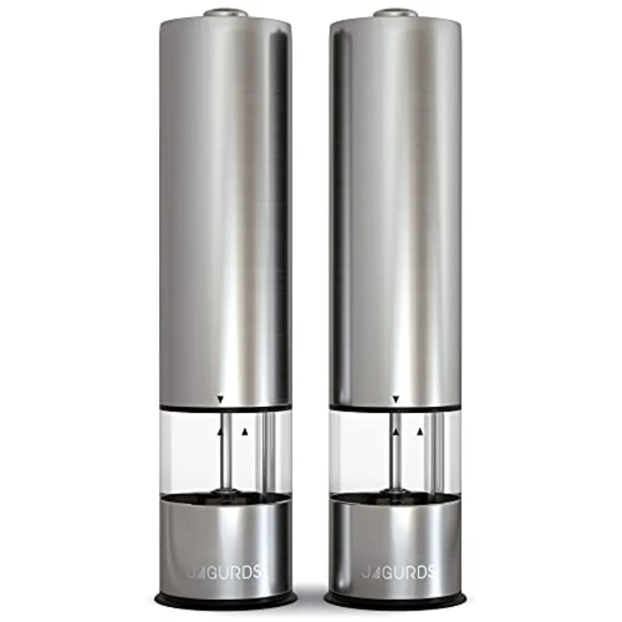 Set Macinapepe e Macinasale Elettrico - Macinini Automatici Ricaricabili a Batteria con Luce per Uso su Piano di Lavoro in Cucina