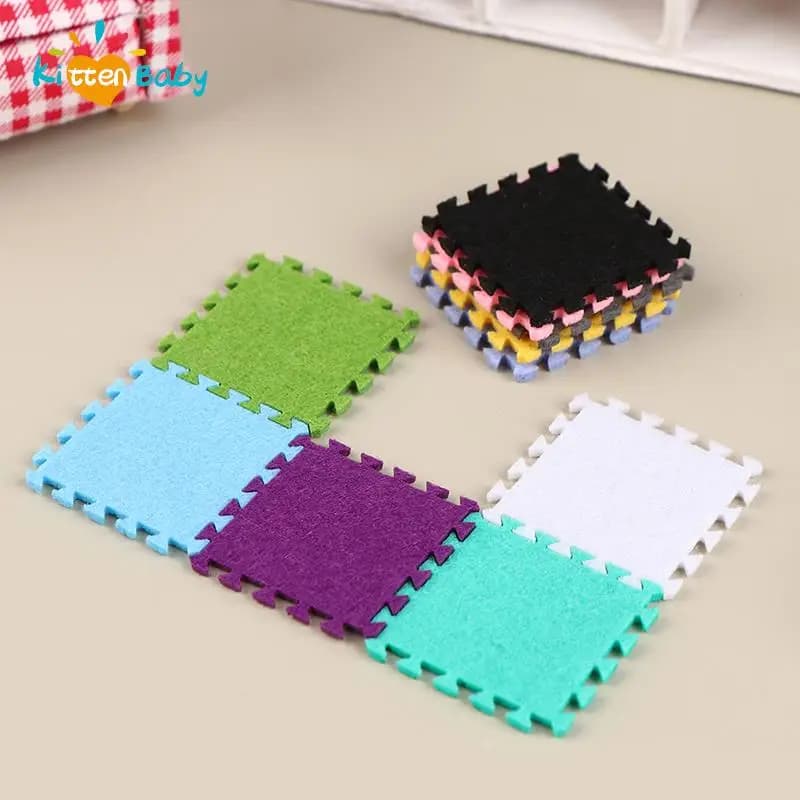 1:12 Dollhouse miniature DIY Jigsaw plush Shaggy carpet puzzle for kids mat game mat game mat for doll house decoration