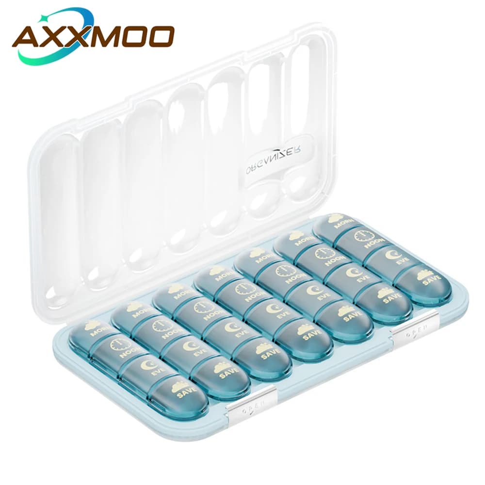 1 week table holder 3/4 times a day, large pill holder, 7-day medicine organizer, vitamin/fish oil bottle/integrators