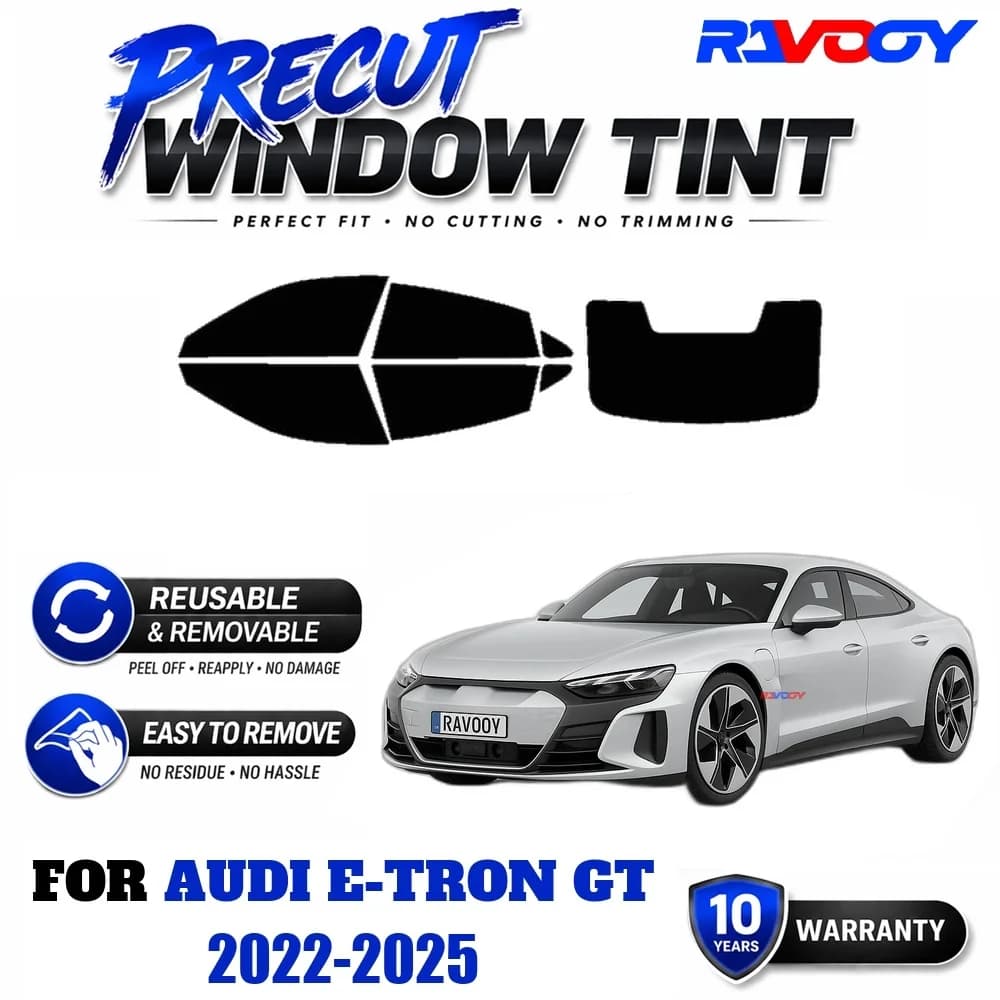 RAVOOY Precut Window Tint, Reusable Removable EPU Film, Custom Fit for Audi e-tron GT 2022-2025, UV Heat Protection