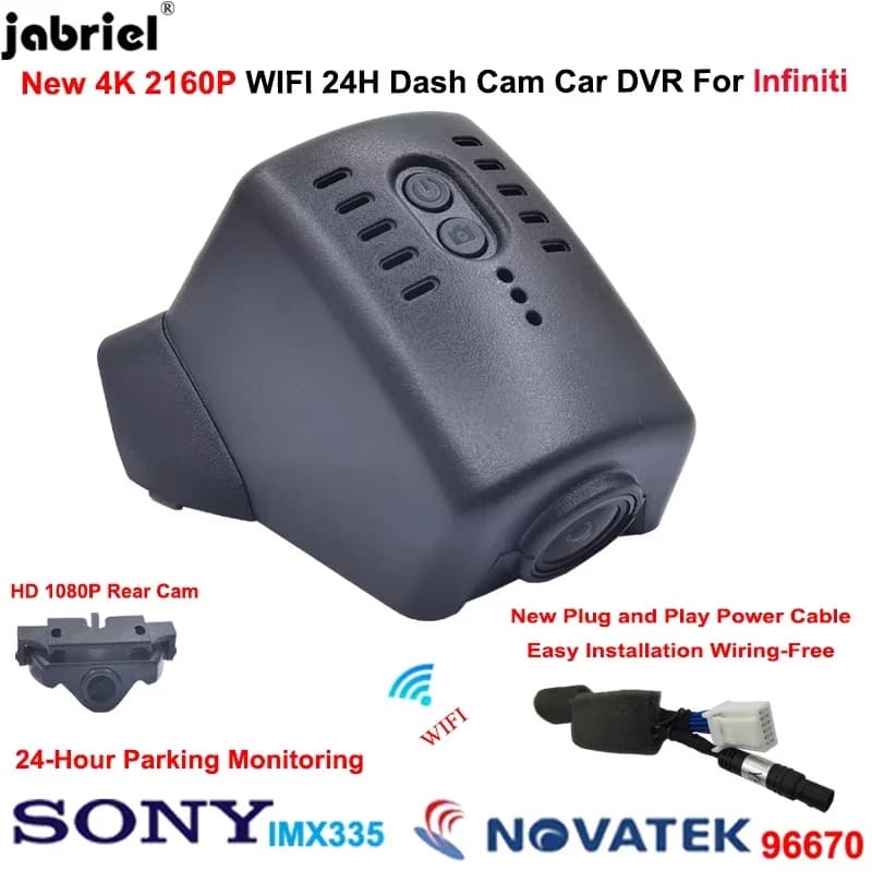 Videoregistratore UHD 4K 2160P WiFi Dual Lens Car DVR 24H Dedicato Registratore di guida per Infiniti qx70 qx50 2018 2019 2020 Dash Cam