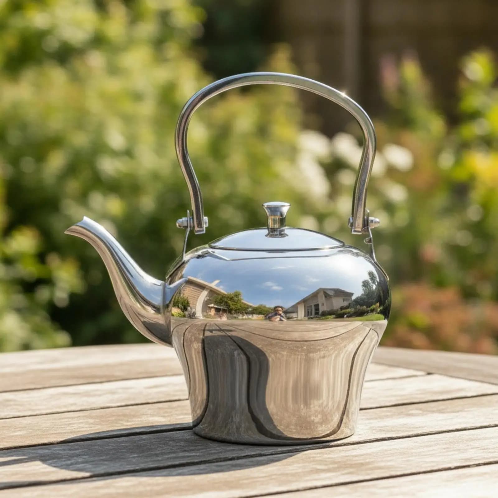 Premium Stainless Steel Teapot Compact Tabletop Kettle with Curved Spout for Home Restaurant Tea Presentation