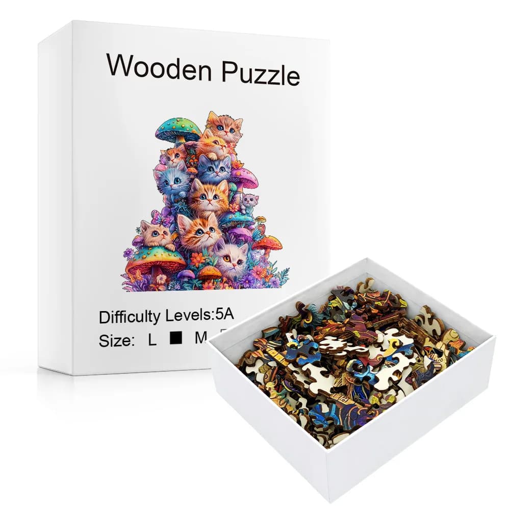 Puzzle in legno per sfida per adulti: design divertente per gatti, forma irregolare, regalo perfetto per compleanno, Natale e Halloween, adatto