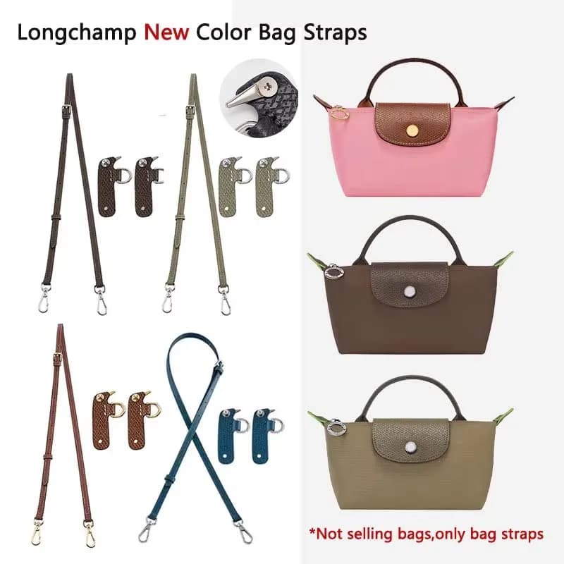 Leather spare shoulder strap for shoulder bag suitable for the new Longchamp 2024 mini shoulder strap without drilling change