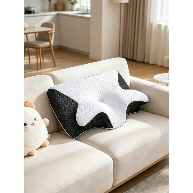 Cuscino Ortopedico per il Collo a Forma di Farfalla – Cuscino in Memory Foam a Lento Ritorno, Comodo Cuscino Massaggiante Cervicale per Casa