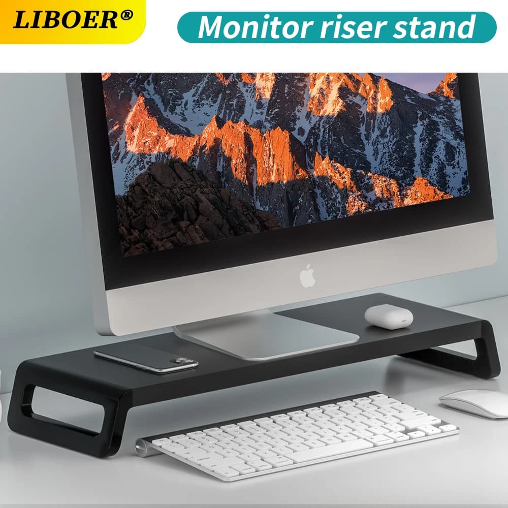 Universal Monitor Support Riser Metal and Plastic ABS Computer Screen Support PC with Desktop Monitor Riser Organizer