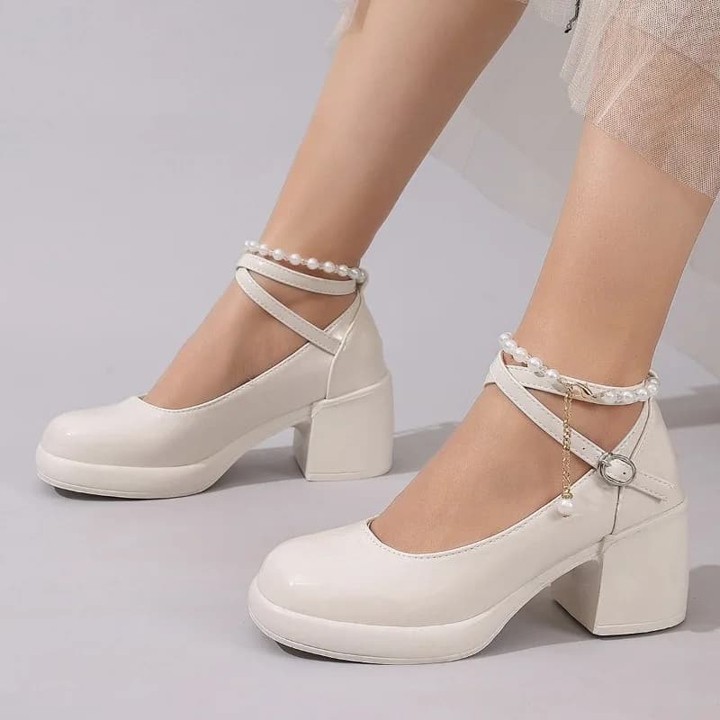 New Women Pumps Fashion Shoes Cross Strap Ladies Short Dress Mary Jane Women's Shoes Elegant Footwear With Heel High Heels With Platform