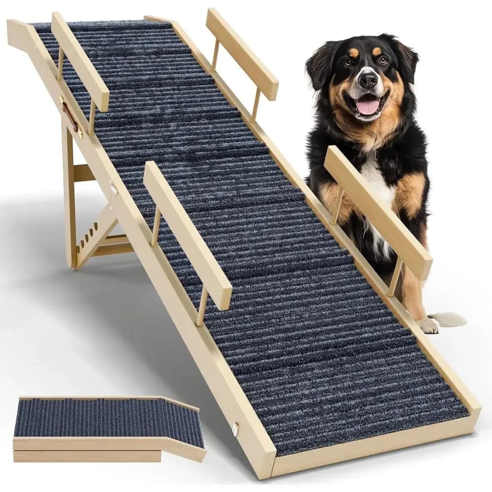 Cuccia per Cani in Legno Regolabile in Altezza per Cani Extra Lunghi (64 Pollici), Altezza Regolabile 24-30 Pollici, Portatile per Divano, Auto e Letto
