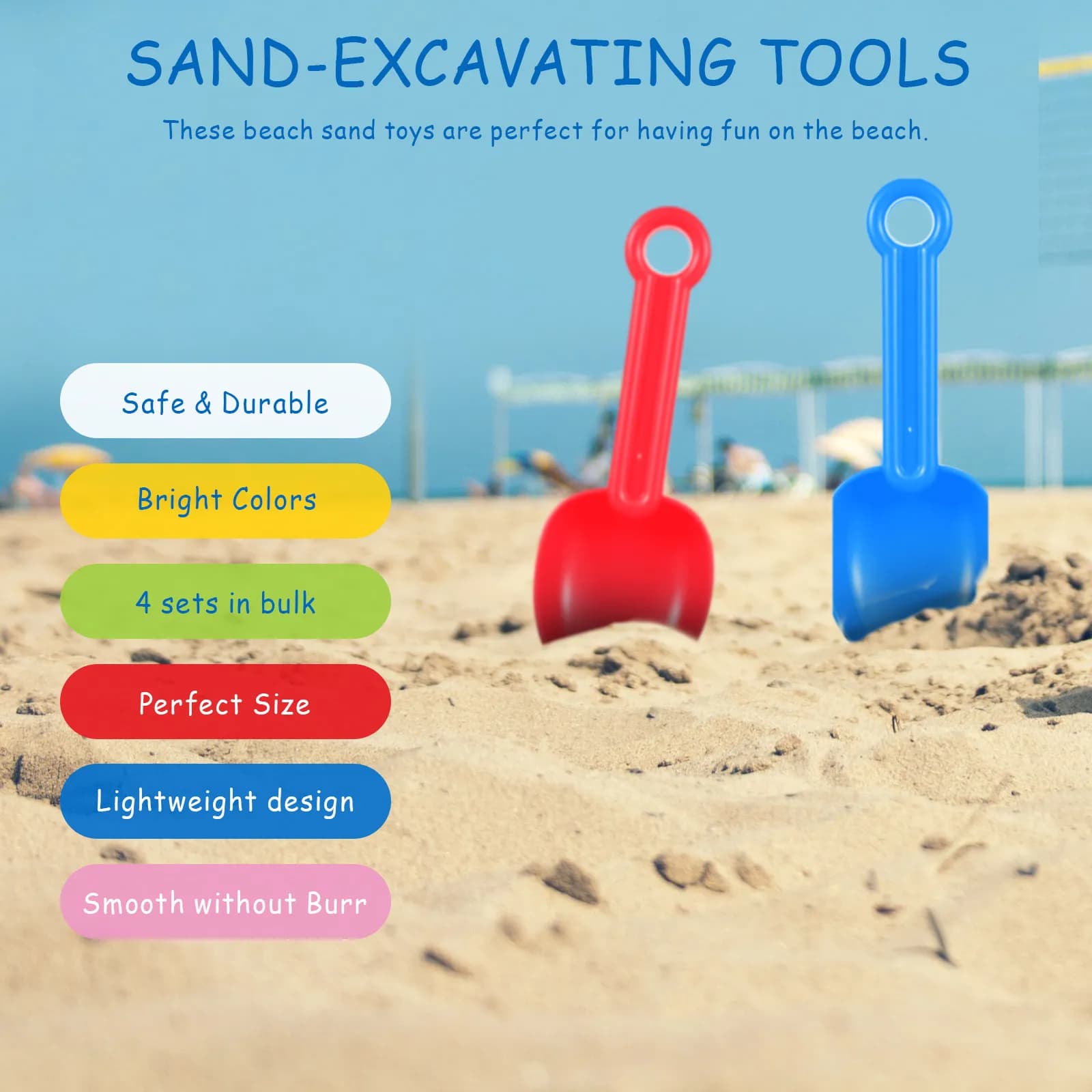 Set di 12 Pale da Spiaggia Leggere per Bambini in Plastica PP Resistente, Perfette per Giochi sulla Sabbia e Sviluppo della Coordinazione, Regalo Ideale