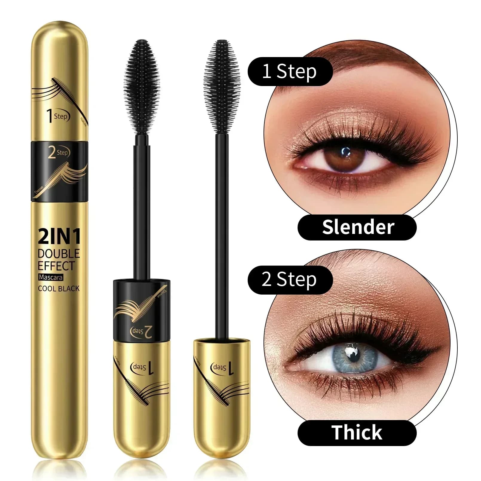 Mascara HelloKiss Double Sided Allunga Ciglia Ricci Sottili Lunga Durata Impermeabile Ad Asciugatura Rapida Professionale 2 in 1 Mascara 9g