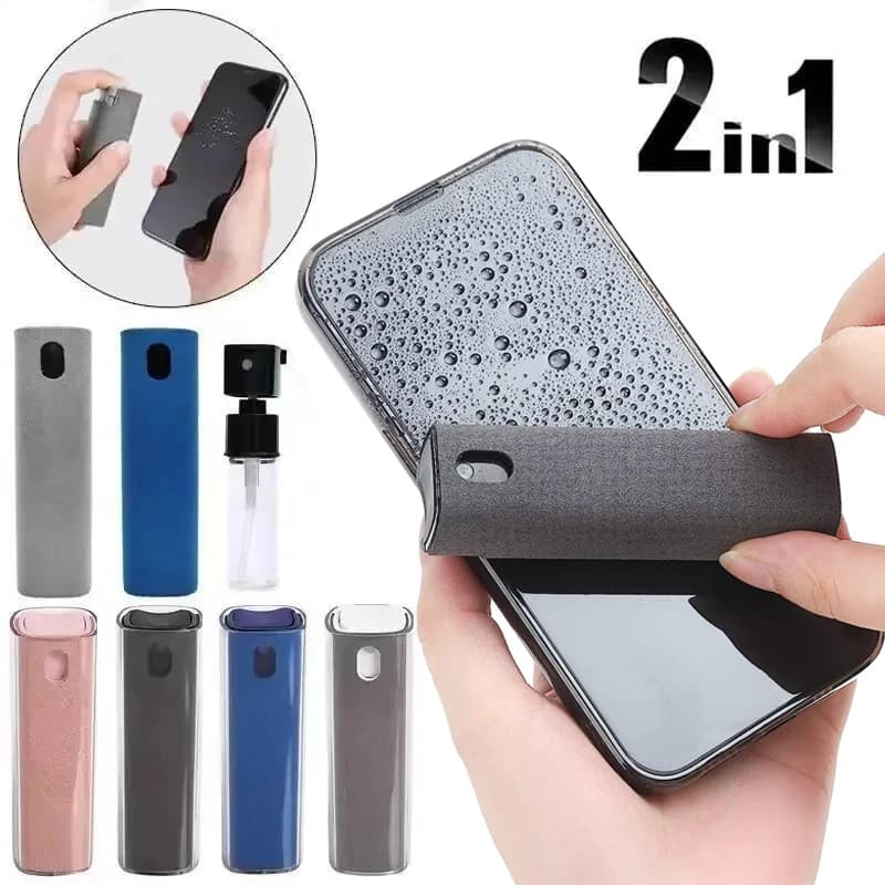 2 in 1 soft smartphone spray screen cleaner microfiber polishing cloth phone set of cleaning brush PC cleaners for Apple IPad IPhone