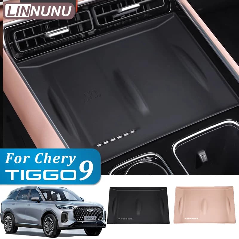 LINNUNU Per Chery Chirey Tiggo 9 Auto Controllo Centrale Ricarica Senza Fili Protezione Pad Copertura Protettiva In Silicone Interni Auto