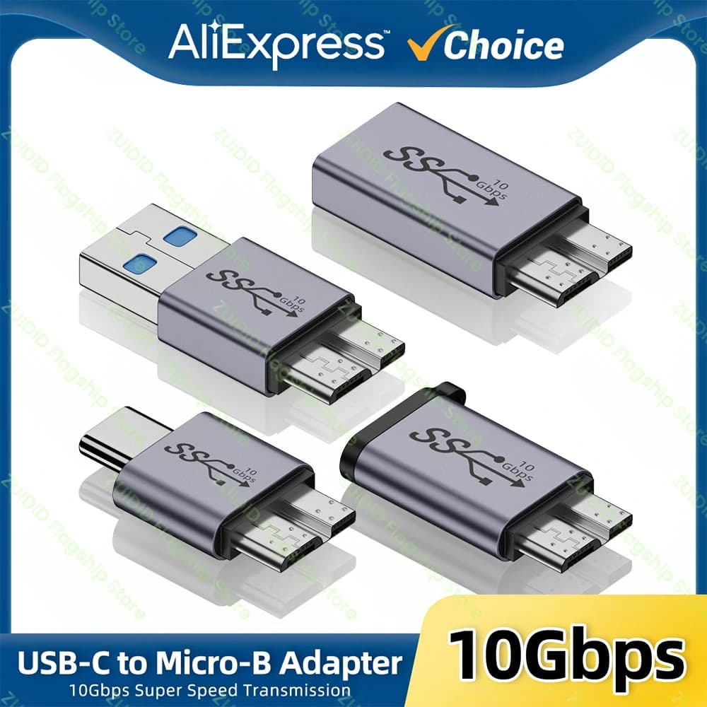 Adattatore USB A/C a Micro B 3.0 Convertitore di sincronizzazione dati super veloce da 10 Gbps per MacBook Pro Samsung HDD SSD Adattatore da tipo C a Micro B