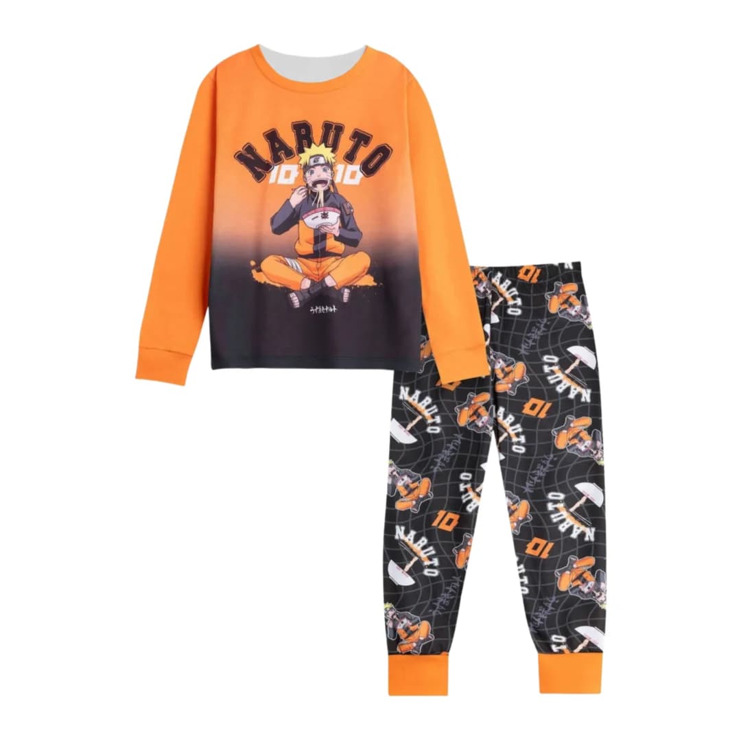 Naruto Uzumaki Anime Print Pajama Set Adults Kids Sweatshirt & Sweatpants 2Pcs Soft Comfy Loose Casual Family Autumn Winter Set