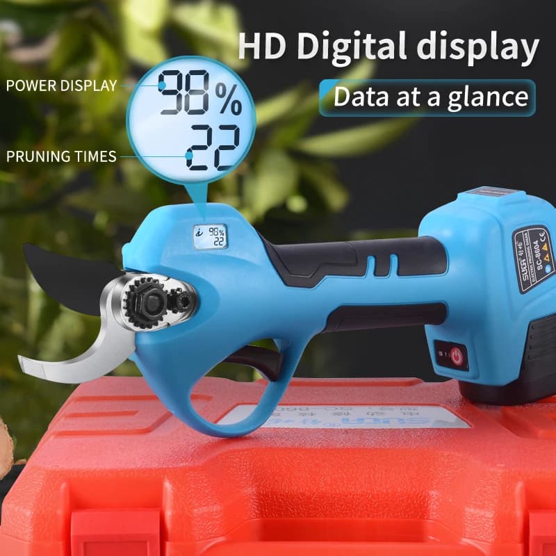 Forbici Elettriche a Batteria 16.8V, Diametro di Taglio 28mm, Potatore con Display LCD per Giardino e Rami di Alberi da Frutto