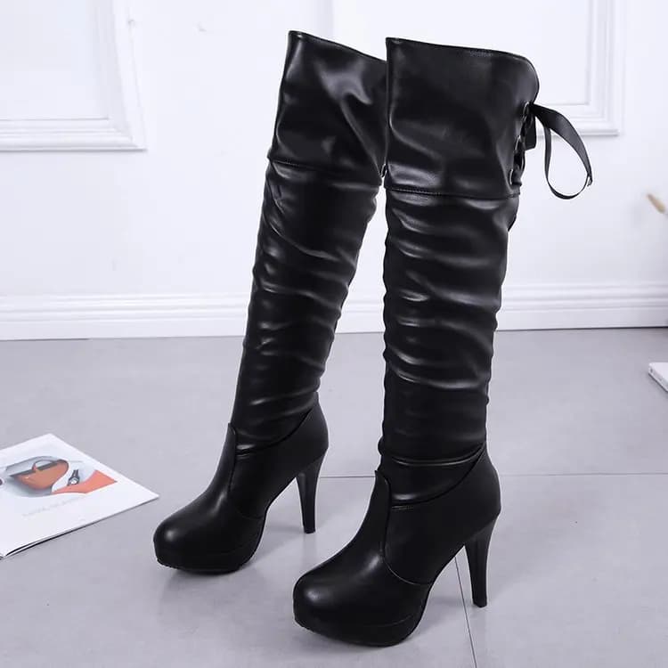 Stivali da donna Cavaliere di lusso Stivali da donna alla moda Scarpe sexy in morbida pelle Stivali alti al ginocchio comodi ed eleganti in pelle