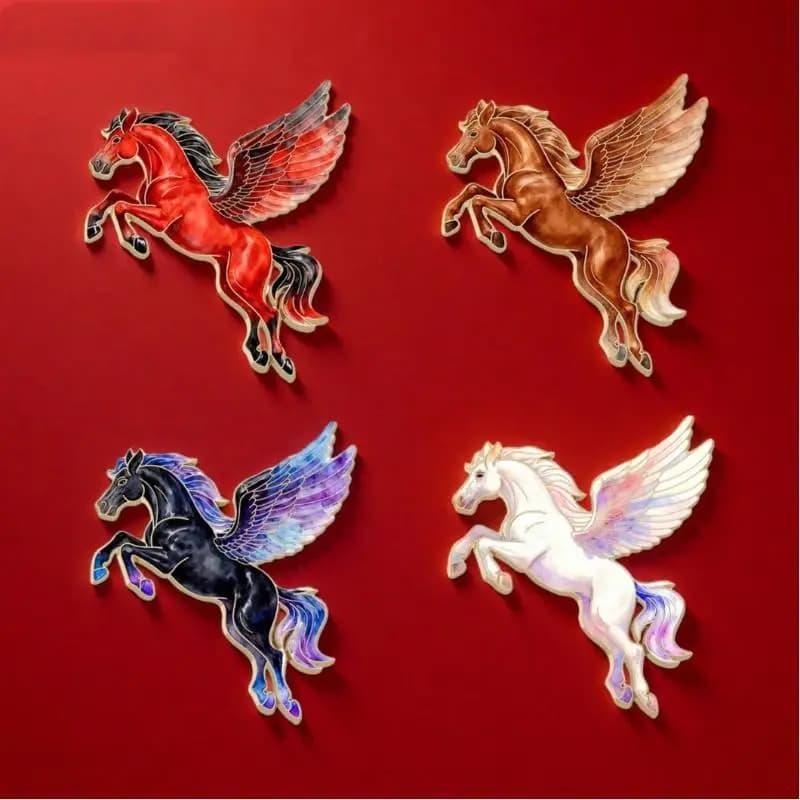 【W】1/4 Pezzi Spille alla Moda a Forma di Cavallo Volante per Donna Uomo, Simpatici Distintivi a Forma di Animale Pony, Accessori per Abbigliamento e Borse, Regalo di Capodanno