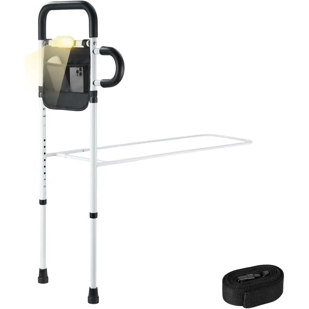 Sponde per Letto per Anziani e Adulti - Barra di Sicurezza Medica con Sensore di Movimento, Luce LED e Tasca - Supporto Letto Regolabile a Doppio Lato