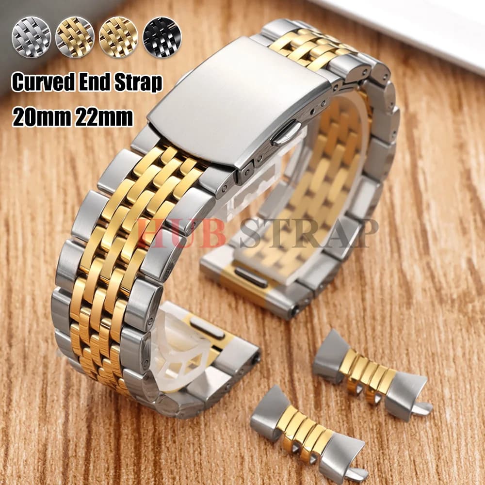 20mm 22mm Stainless Steel Watch Band Universal Strap Folding Safety Buckle for Men Women Bracelet Strap Watch Belt Accessories