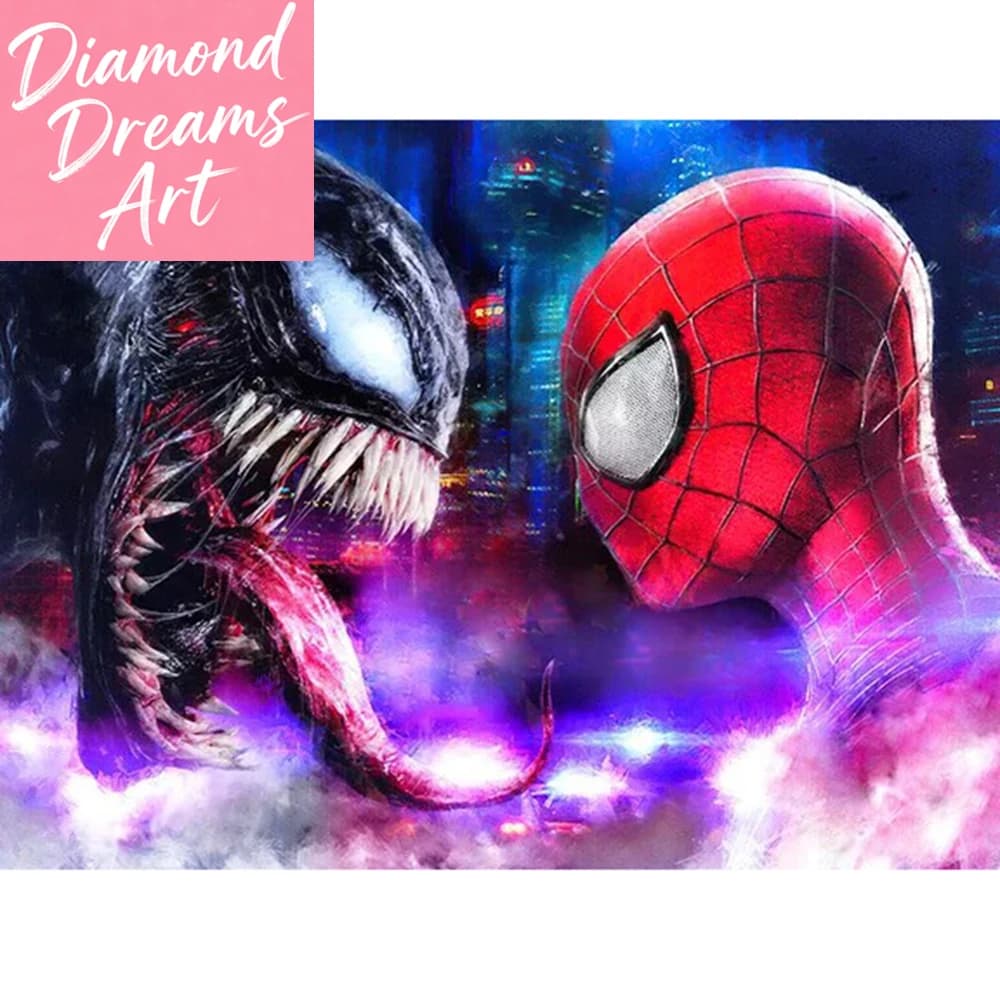 Kit Pittura Diamante 5D Fai da Te Venom Spider-Man, Mosaico Artistico Cartone Animato, Ricamo a Punto Croce con Strass, Decorazione Casa, Regalo