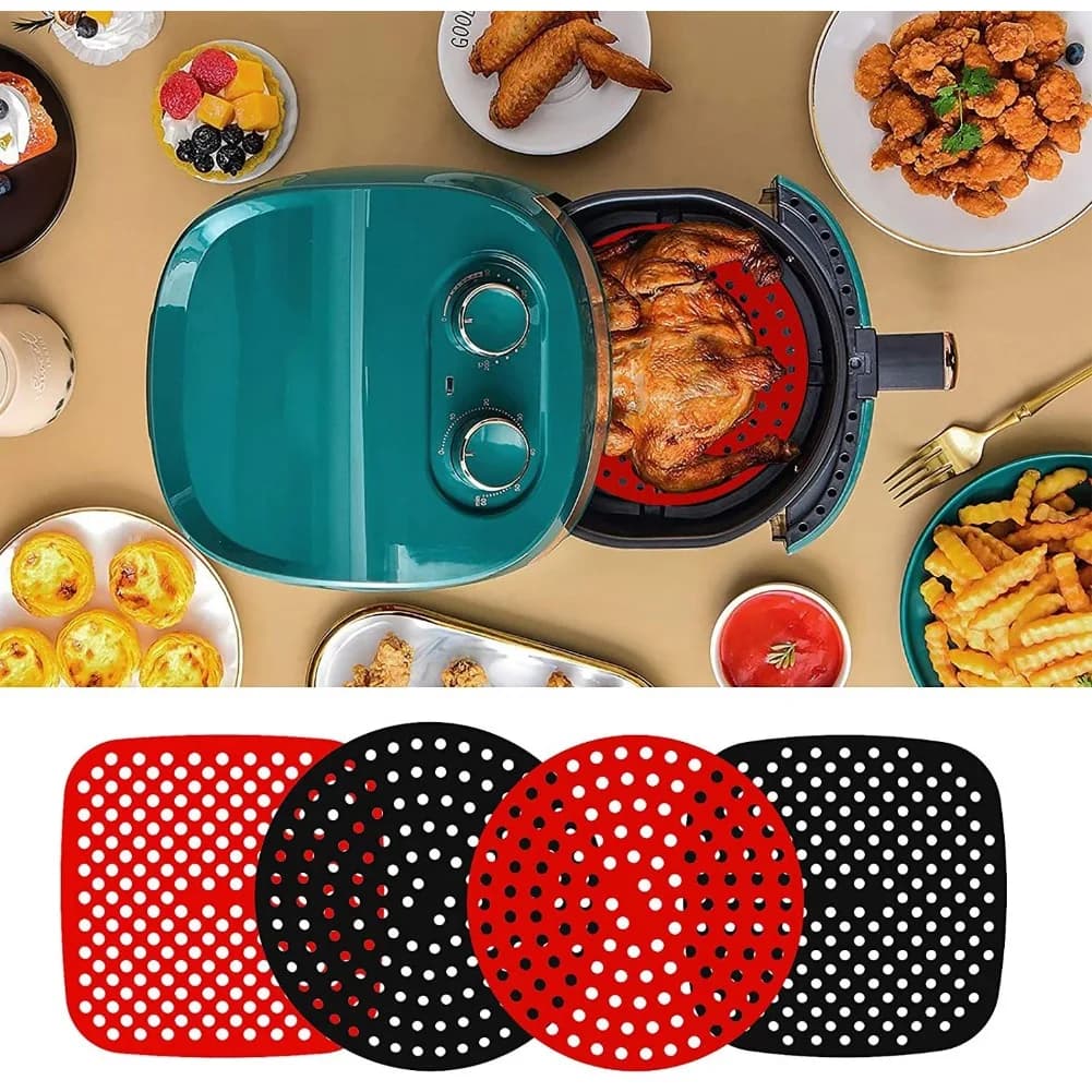 Reusable Silicone Air Fryer Mat Non Stick Baking Liner for Cooking Roasting Cake Baking Oil Tray Protection Kitchen Accessories