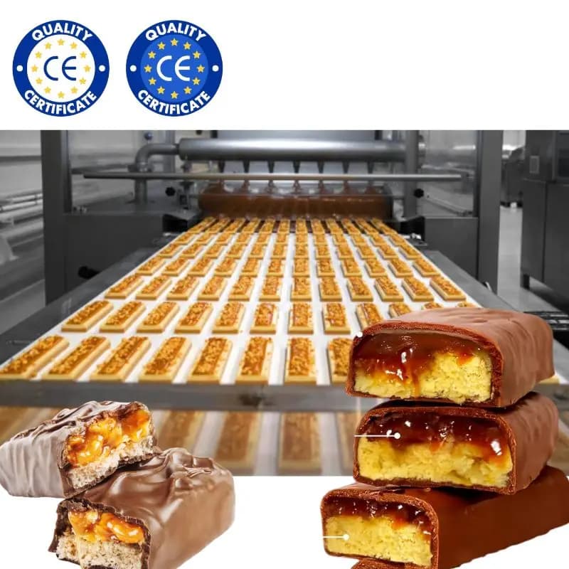 Linea di Produzione Completa per Barrette Proteiche, Macchina per Barrette Energetiche 300kg/Ora, Macchina per la Produzione di Barrette al Cioccolato