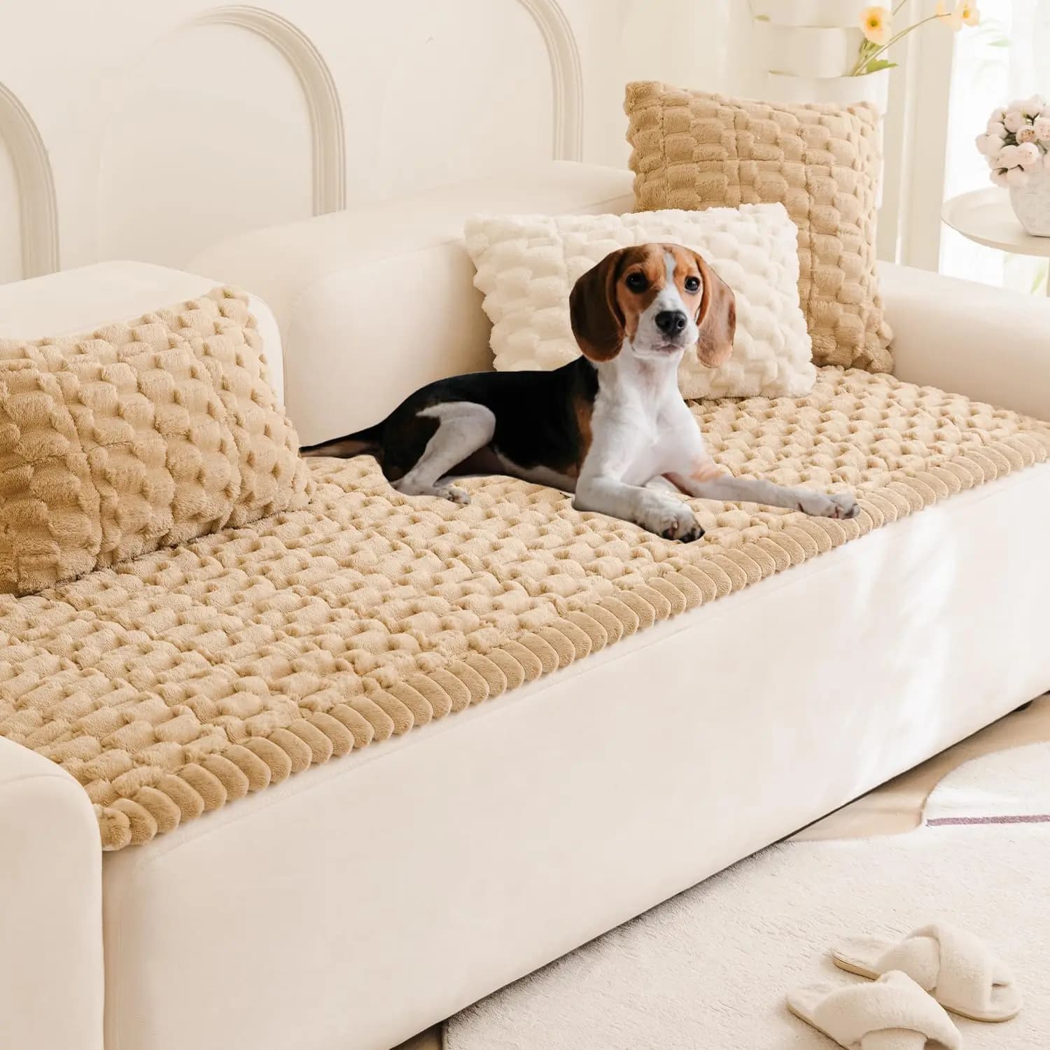 Copridivano Geometrico in Jacquard per Cani, Lavabile e Antiscivolo, Protezione per Cuscini Adatta agli Animali Domestici