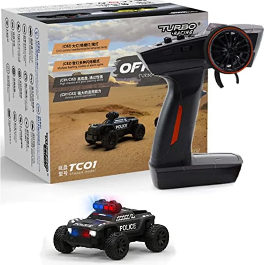 Auto RC Turbo Racing 1:76 C82, Mini Auto Sportiva Telecomandata Completamente Proporzionale per Adulti, Regalo Nero