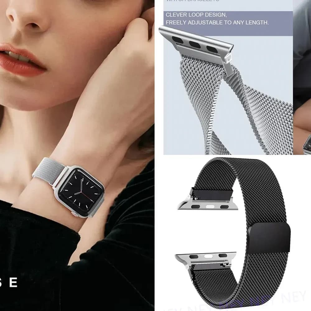 Cinturino ad anello milanese per cinturino Apple Watch 49mm 44 40 42 45 41mm Bracciale in metallo acciaio inossidabile Iwatch Series 11 10 46mm Ultra2 3