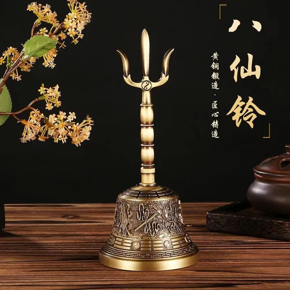 Tibet Tibetan tai chi hand-cranked bagua bell taoist eight immortals bells Statue Ornament Desktop Decor Figurines