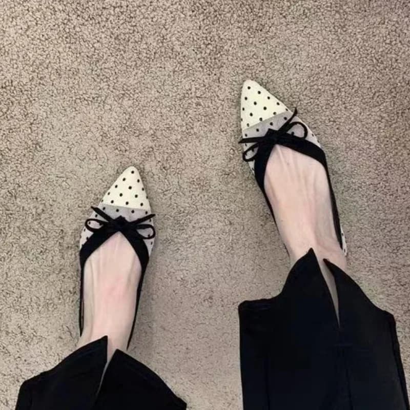 *Fashionable Hot Selling Sexy Elegant Bow Flat Shoes Summer New Pointed Breathable Comfortable Casual Single Shoes for Women