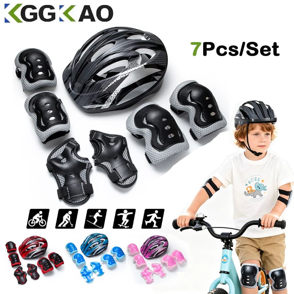 Kids Bike Helmet Knee Elbow Wrist Pads,Toddler Helmet with Protective Gear Set,for Bicycle Cycling Skateboard Scooter Skating