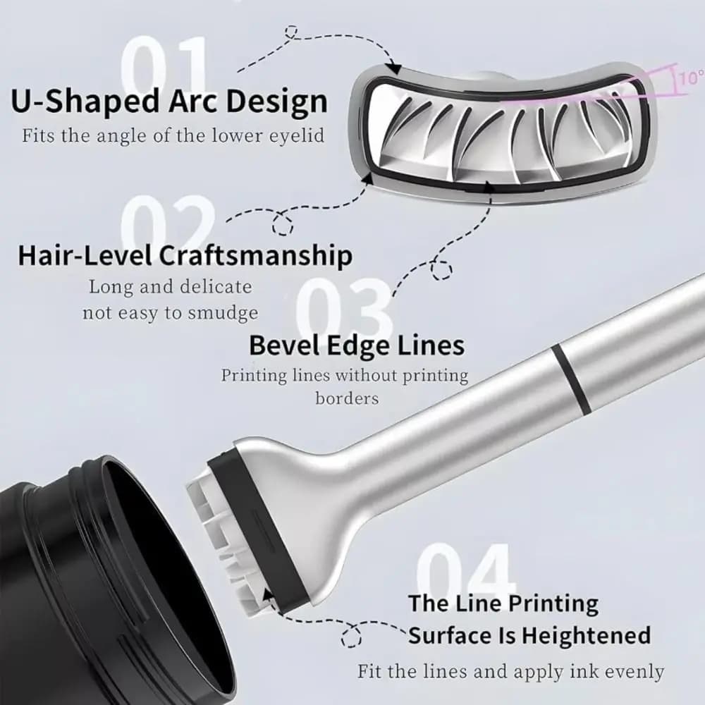 Waterproof portable stamp set for lower eyelashes, quick drying, 0.01 mm tip, lower eyelash stamp with ink, easy to use eyeliner