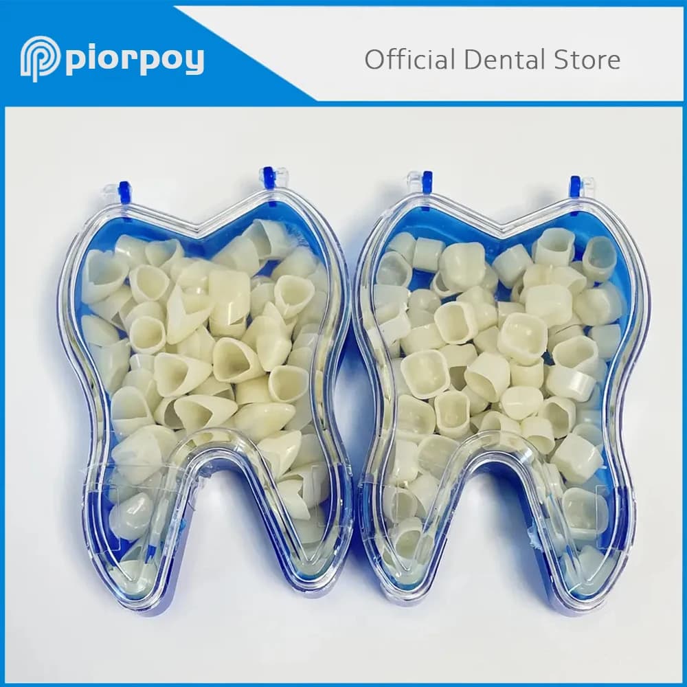 PIORPOY 50 Pz / Box Dentale Temporane Crown Front Kit Front Spring Posterior Denti Impiallacciature Odontoiatria Whitening Denti Instruments
